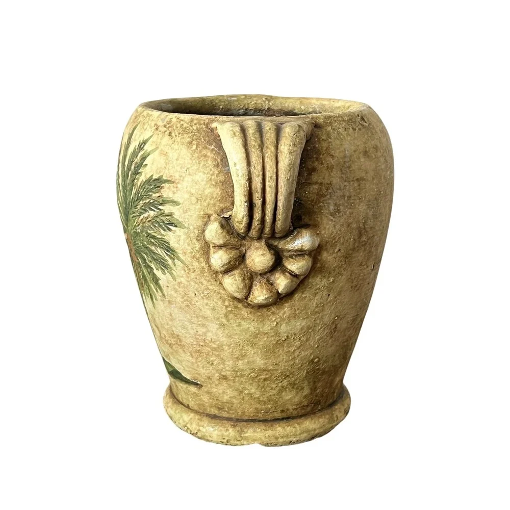 Safari Elephant‎ Palm Tree Ceramic Vase Planter Rustic Tropical Decor 7